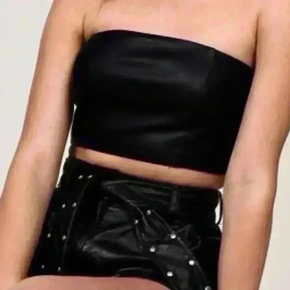RACHEL TUBE TOP - BLACK Faux Leather - Picture 4 of 9